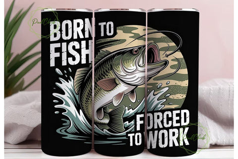 Born To Fish Tumbler Wrap Sublimation PixelChick 