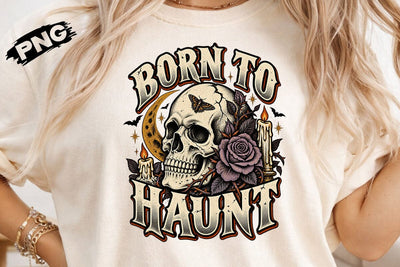 Born To Haunt Halloween Skull Floral PNG SVG DesignDestine 