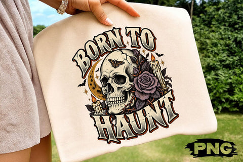 Born To Haunt Halloween Skull Floral PNG SVG DesignDestine 