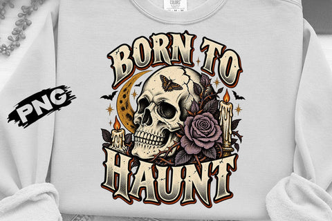 Born To Haunt Halloween Skull Floral PNG SVG DesignDestine 