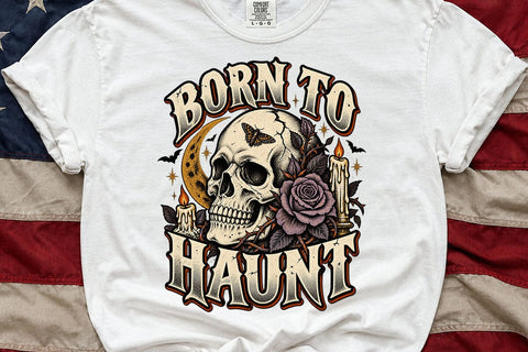 Born To Haunt Halloween Skull Floral PNG SVG DesignDestine 