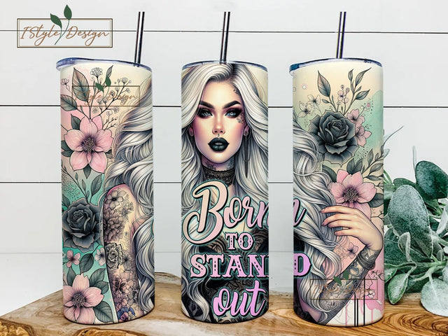 Born To Stand Out Tumbler Wrap, 20oz Skinny Sublimation Tumbler Design, Affirmation Sublimation Design, Inspirational Tumbler Png Downloads Sublimation iStyleDesign 
