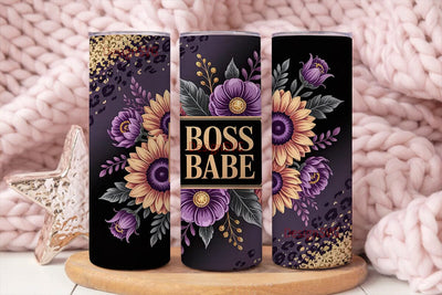 Boss Babe Floral Tumbler Wrap Sublimation DesignSVG 