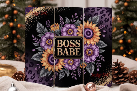 Boss Babe Floral Tumbler Wrap Sublimation DesignSVG 