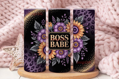 Boss Babe Floral Tumbler Wrap Sublimation DesignSVG 