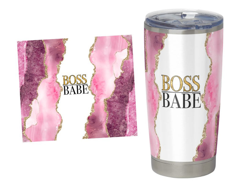 Boss Babe Marble Glitter Tumbler Template PNG | 20oz Skinny Tumbler Design | Girl Boss Sublimation Sublimation So Fontsy VIP Design Shop 