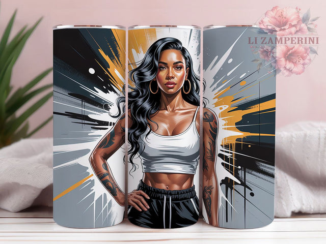 Boss Babe Melanin Queen Tumbler, Afro Women, Empowerment Theme, Melanin Queen, Cultural Pride, 20Oz Tumbler, Sublimation Wrap Sublimation Li Zamperini 