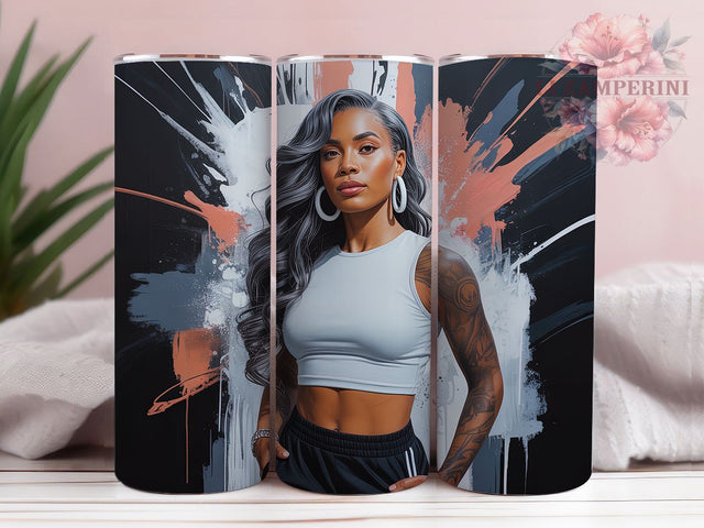 Boss Babe Melanin Queen Tumbler, Afro Women, Empowerment Theme, Melanin Queen, Cultural Pride, 20Oz Tumbler, Sublimation Wrap Sublimation Li Zamperini 