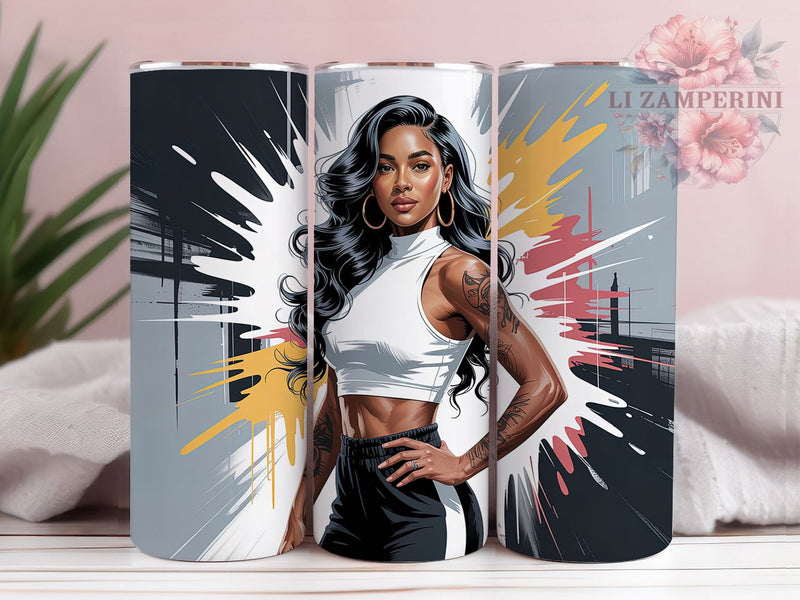Boss Babe Melanin Queen Tumbler, Afro Women, Empowerment Theme, Melanin Queen, Cultural Pride, 20Oz Tumbler, Sublimation Wrap Sublimation Li Zamperini 