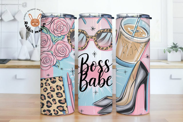 Boss Babe Tumbler Wrap, Woman Business Owner 20 oz Skinny Sublimation Tumbler Design, Female Business Owner Sublimation Design Sublimation Rabbitmakies 