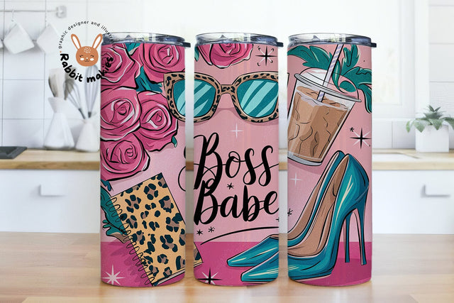 Boss Babe Tumbler Wrap, Woman Business Owner 20 oz Skinny Sublimation Tumbler Design, Female Business Owner Sublimation Design Sublimation Rabbitmakies 