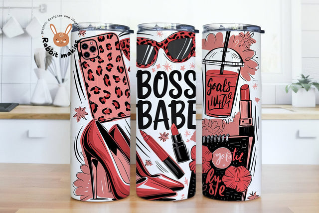 Boss Babe Tumbler Wrap, Woman Business Owner 20 oz Skinny Sublimation Tumbler Design, Female Business Owner Sublimation Design Sublimation Rabbitmakies 