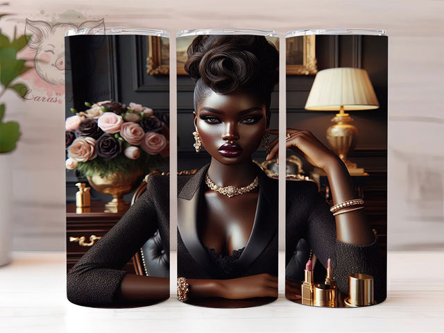 Boss Girl Black Woman 20oz Tumbler Wrap, Black Woman Design, 20oz Sublimation Wrap, Empowered Woman Cup, Girl Boss Drinkware, Afrocentric Tumbler Wrap, Confident Woman Design Sublimation Lara' s Designs 