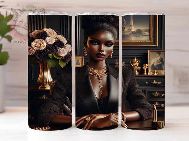Boss Girl Black Woman 20oz Tumbler Wrap, Black Woman Design, 20oz Sublimation Wrap, Empowered Woman Cup, Girl Boss Drinkware, Afrocentric Tumbler Wrap, Confident Woman Design Sublimation Lara' s Designs 