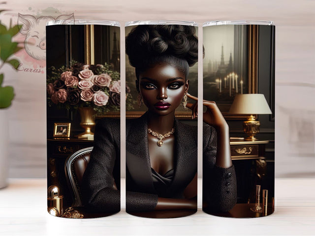 Boss Girl Black Woman 20oz Tumbler Wrap, Black Woman Design, 20oz Sublimation Wrap, Empowered Woman Cup, Girl Boss Drinkware, Afrocentric Tumbler Wrap, Confident Woman Design Sublimation Lara' s Designs 