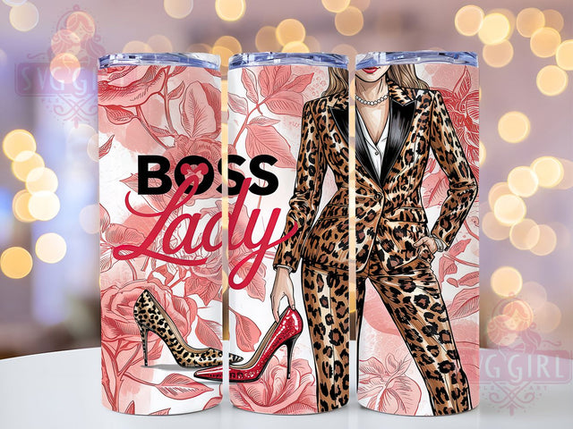Boss Girl Pink Glitter Leopard Tumbler Wrap, Boss Girl Tumbler Wrap, Pink Glitter Leopard Tumbler, Leopard Print Glitter Cup, 20Oz Boss Lady Drinkware, Sublimation Boss Girl Gift Sublimation SvggirlplusArt 
