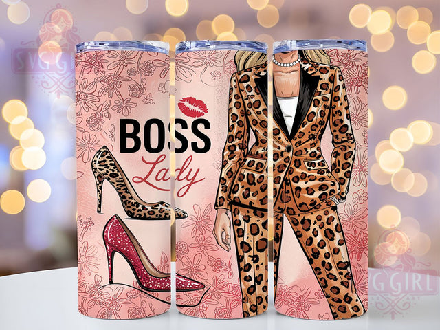 Boss Girl Pink Glitter Leopard Tumbler Wrap, Boss Girl Tumbler Wrap, Pink Glitter Leopard Tumbler, Leopard Print Glitter Cup, 20Oz Boss Lady Drinkware, Sublimation Boss Girl Gift Sublimation SvggirlplusArt 