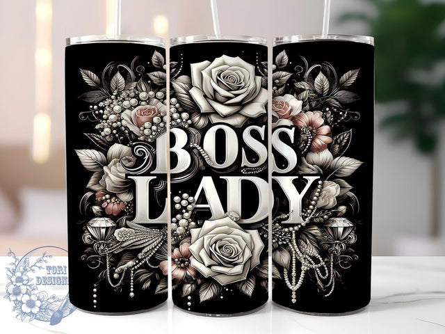 Boss Lady 20oz Skinny Tumbler, Girl Boss Tumbler Png, Straight & Tapered Tumbler Wrap, Instant Digital Download Sublimation ToriDesigns 