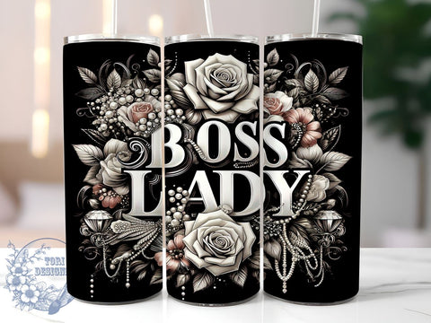 Boss Lady 20oz Skinny Tumbler, Girl Boss Tumbler Png, Straight & Tapered Tumbler Wrap, Instant Digital Download Sublimation ToriDesigns 
