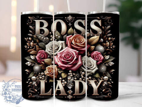 Boss Lady 20oz Skinny Tumbler, Girl Boss Tumbler Png, Straight & Tapered Tumbler Wrap, Instant Digital Download Sublimation ToriDesigns 