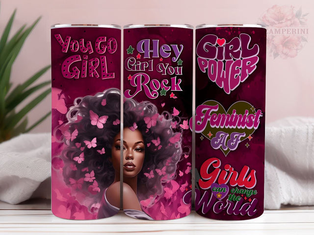 Boss Lady 20oz Skinny Tumbler, Girl Power Tumbler Wrap PNG, Straight & Tapered Tumbler Wrap, Instant Digital Download Sublimation Li Zamperini 