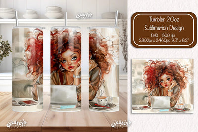 Boss Lady 20oz skinny tumbler Watercolor Sublimation wrap 20 oz skinny tumbler sublimation design Sublimation Createya Design 