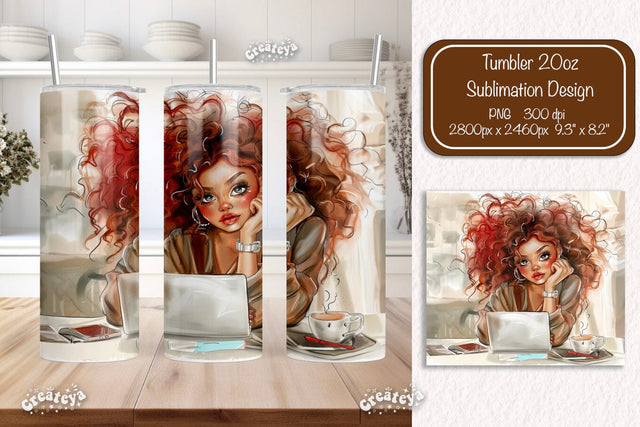 Boss Lady 20oz skinny tumbler Watercolor Sublimation wrap 20 oz skinny tumbler sublimation design Sublimation Createya Design 