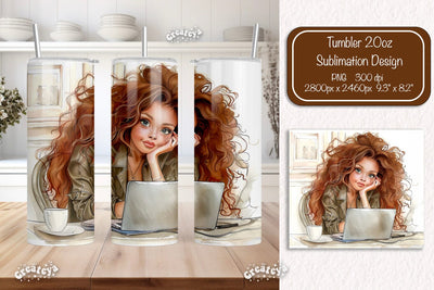 Boss Lady 20oz skinny tumbler Watercolor Sublimation wrap 20 oz skinny tumbler sublimation design Sublimation Createya Design 