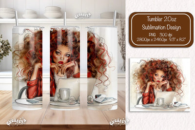 Boss Lady 20oz skinny tumbler Watercolor Sublimation wrap 20 oz skinny tumbler sublimation design Sublimation Createya Design 