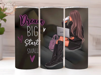 Boss Lady 20oz Tumbler Png, Straight & Tapered Tumbler Png, Dream Big Start Small Girl Boss Tumbler Png, Digital Download PNG Sublimation Lara' s Designs 