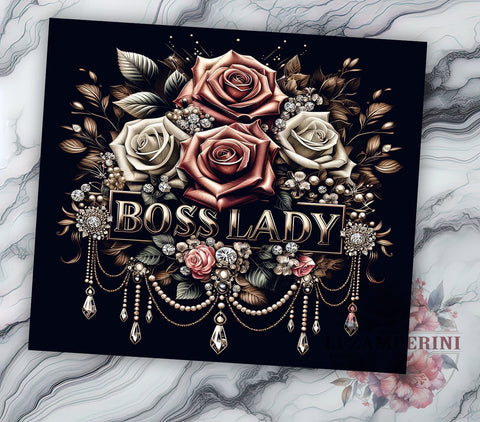 Boss Lady 20oz Tumbler Wrap PNG, Watercolor Floral Tumbler Png, Straight & Tapered Tumbler Wrap, Instant Digital Download Sublimation Li Zamperini 