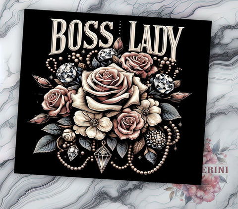 Boss Lady 20oz Tumbler Wrap PNG, Watercolor Floral Tumbler Png, Straight & Tapered Tumbler Wrap, Instant Digital Download Sublimation Li Zamperini 