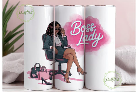 Boss Lady 20oz Tumbler Wrap Sublimation PixelChick 