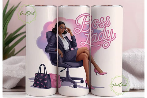 Boss Lady 20oz Tumbler Wrap Sublimation PixelChick 