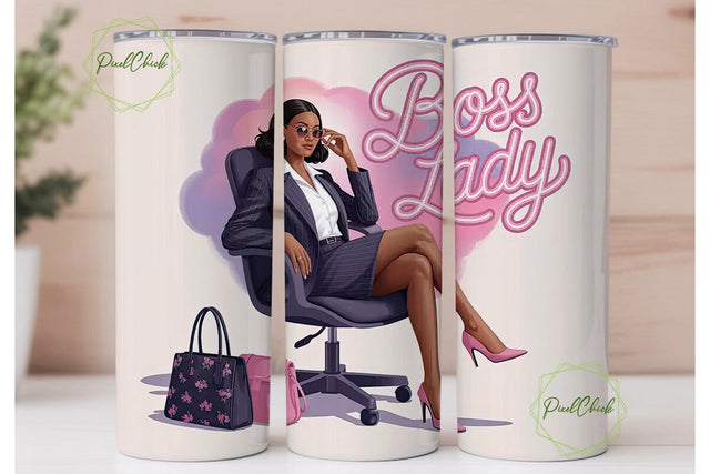Boss Lady 20oz Tumbler Wrap Sublimation PixelChick 
