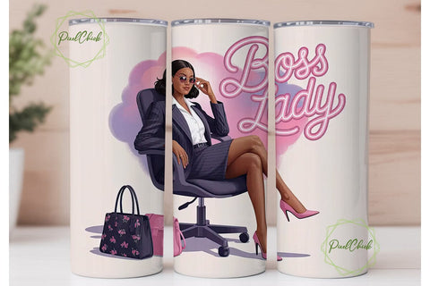Boss Lady 20oz Tumbler Wrap Sublimation PixelChick 