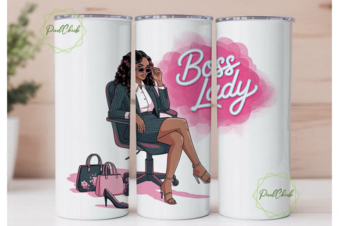 Boss Lady 20oz Tumbler Wrap Sublimation PixelChick 