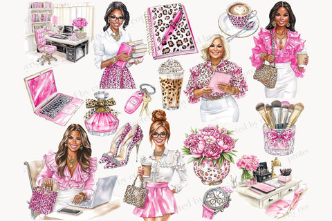 Boss Lady Clipart | Girl Office PNG Illustration SVG GlamArtZhanna 