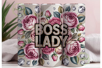 Boss Lady Diamond Rose 20oz Tumbler Wrap Sublimation PixelChick 