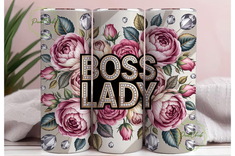Boss Lady Diamond Rose 20oz Tumbler Wrap Sublimation PixelChick 