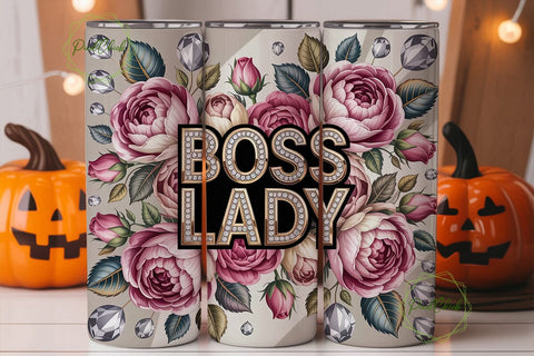 Boss Lady Diamond Rose 20oz Tumbler Wrap Sublimation PixelChick 