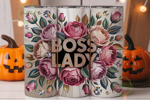 Boss Lady Diamond Rose 20oz Tumbler Wrap Sublimation PixelChick 