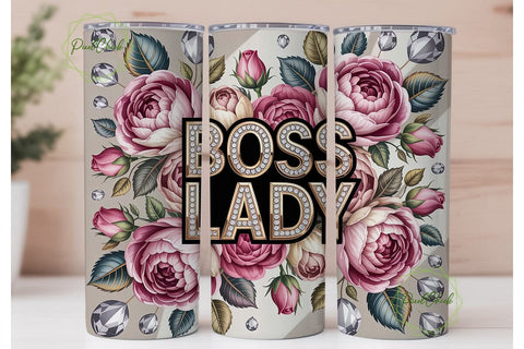 Boss Lady Diamond Rose 20oz Tumbler Wrap Sublimation PixelChick 