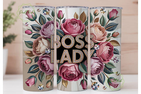 Boss Lady Diamond Rose 20oz Tumbler Wrap Sublimation PixelChick 