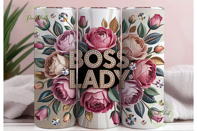 Boss Lady Diamond Rose 20oz Tumbler Wrap Sublimation PixelChick 