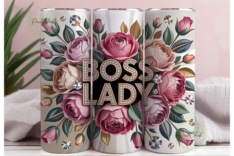 Boss Lady Diamond Rose 20oz Tumbler Wrap Sublimation PixelChick 