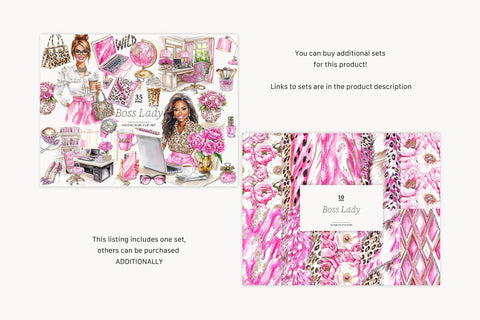 Boss Lady Digital Papers | Pink Gold Pattern Digital Pattern GlamArtZhanna 