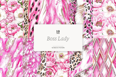 Boss Lady Digital Papers | Pink Gold Pattern Digital Pattern GlamArtZhanna 