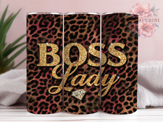 Boss Lady Glitter Leopard Glam 20oz Tumbler Wrap, Glam Decor, Fashionista Gift, Chic Tumbler, Sublimation Design Sublimation Li Zamperini 