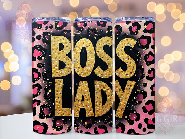 Boss Lady Leopard 20oz Tumbler Wrap, Glitter Leopard Cup, 20oz Sublimation, Feminine Drinkware, Fashionista Gift, Chic Tumbler Design, Animal Print Cup Sublimation SvggirlplusArt 